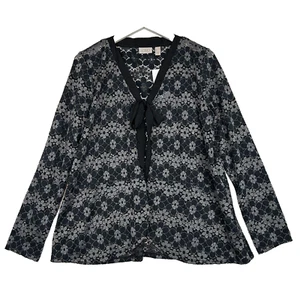 Logo Lori Goldstein Encaje Chaqueta Encubrimiento Negro Gris Semi Formal Mediano Nuevo - Imagen 1 de 5