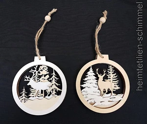 Christbaumschmuck Weihnachtsschmuck Fensterbild Baumschmuck Behang Holzdeko 2er - Bild 1 von 3