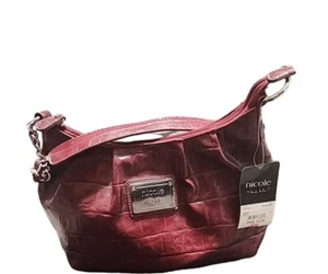 Nicole by Nicole Miller Croc Alligator Print Dark Red Purse Shoulder Bag NWT - Picture 1 of 6