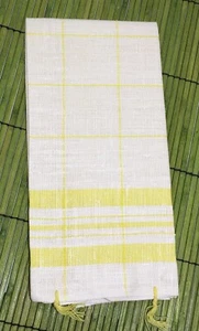 Linen Towel Embroidery Cloth Ready to Embroider 18x11" Yellow Striped - Picture 1 of 5