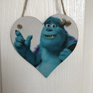Disney Monsters Inc Sully Handmade wooden hanging Heart Plaque Decoupaged 12cm - Picture 1 of 1