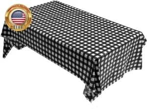 2 Packaging Black and White Square Grid Plastic Tablecloth, 54 Inch X108 Inch Re - Picture 1 of 3
