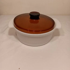 VTG Anchor Hocking White Milk Glass Fire King 2qt Ribbed Baking Dish W/ Lid 1438 - Picture 1 of 10