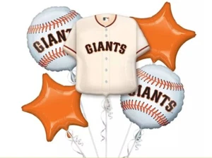 NEW SF San Francisco Giants MLB Baseball Party 5 Piece Balloon Bouquet - Picture 1 of 1