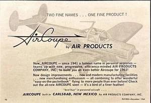 Air Coupe Personal Airplane Air Products Carlsbad NM Vintage Print Ad 1962 - Picture 1 of 6