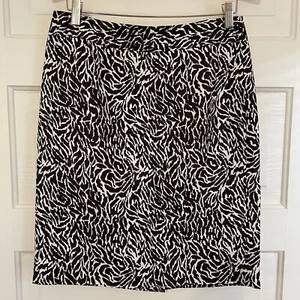 Falda Ann Taylor Loft Estampado Animal Talla 8 Marrón Blanco Forrada Algodón Seda Nueva con Etiquetas $69 - Imagen 1 de 8