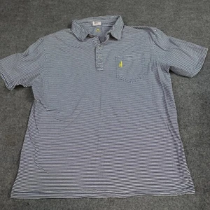 Johnnie O Polo Shirt XL Blue White Striped Pocket 100% Cotton - Picture 1 of 6