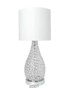 22 in. 1-Light Chrome Elipse Crystal Pinned Decorative Gourd Accent Table Lamp - Picture 1 of 2