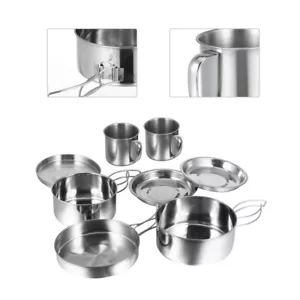 8 Pcs Camping Pot Pan Set Camping Folding Utensil Set Foldable Cookware Set - Picture 1 of 12