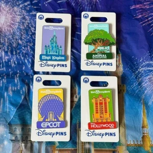 2025 Walt Disney World Park Pin Set of 4 Epcot Magic Animal Kingdom Hollywood - Picture 1 of 5