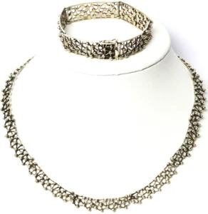 Schmuckset Halskette Kette Collier und Armband 835 Silber - Picture 1 of 3