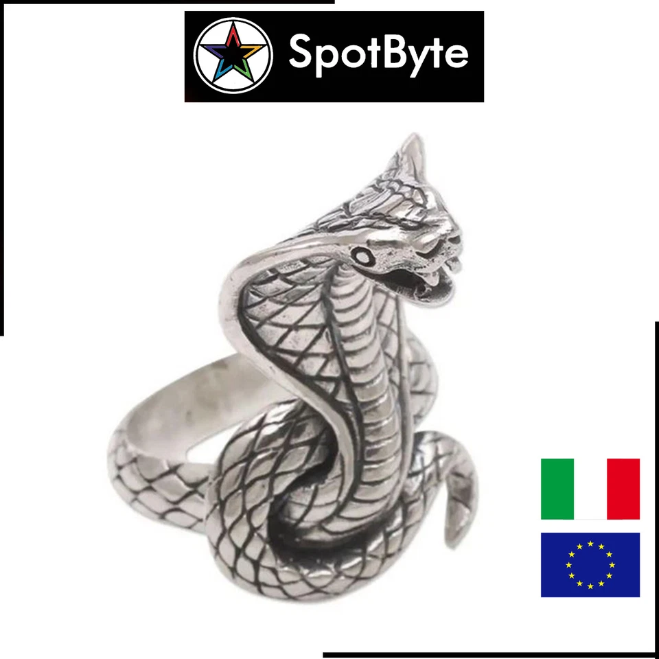 Anello Uomo Serpente Cobra Stile Bohemien Varie Misure Idea Regalo - Immagine 1 di 1