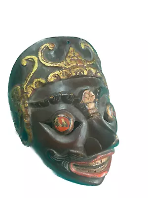 Stupenda Maschera Tribale In Legno Intagliato Scolpito E Dorato Arte In Asta • 16€