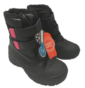 Wonder Nation Youth Girls Winter Boots, Rated at -5 Degrees, Black, Size 2 - Picture 1 of 4