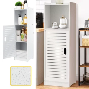 Waterproof Bathroom Storage Cabinet Free Standing Cabinet Organizer Unit White - Picture 1 of 12