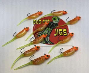 10 Pack 1/16 Oz  Orange And Green Chartreuse Crappie Jigs ( Cajun Shad) - Picture 1 of 8