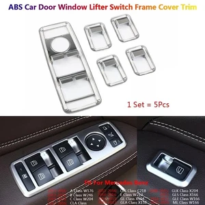 Car Matt Chrome Window Power Switch Frame Cover Trim for A B C ML Class - Picture 1 of 12