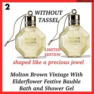 2x MOLTON BROWN VINTAGE WITH ELDERFLOWER FESTIVE BAUBLE,BATH AND SHOWER GEL,75ml - Picture 1 of 2