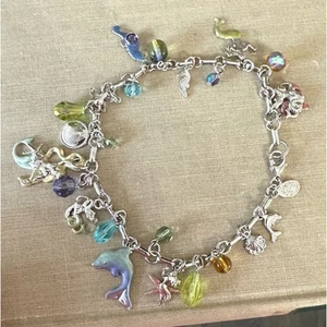 KIRKS FOLLY MERMAID MAGIC CHARM Anklet SILVERTONE 10” Length - Picture 1 of 6