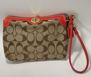 Coach Madeline Handgelenktasche Vintage Burnt Orange Leder Signatur C Canvas - Bild 1 von 14