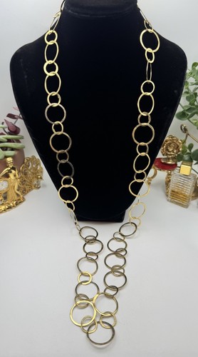 VETEMENTS Collana con cerchi di collegamento placcati oro catena gioielli moderni lunga 36"