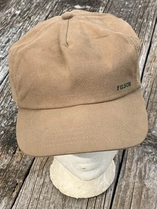 Vtg Early Filson Tan Tin Cloth Bonded Leather Hat Cap Made In USA One Size Adj - Picture 1 of 7