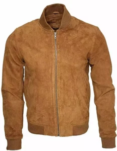Men's Western Cow Boy Suede Leather Jacket Zip Stylish Bomber Style Look - Picture 1 of 6