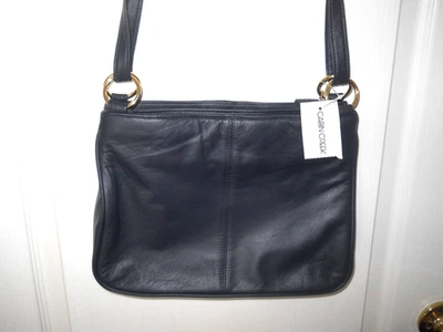 Bolsa de ombro Cabin Creek feminina de couro azul marinho nova com etiquetas - Imagem 1 de 4