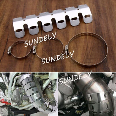 Silver Motorcycle Exhaust Heat Shield Pipe Guard Dirt Bikes Racing For Kawasaki - Image 1 of 4