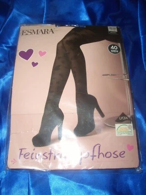 Süße Esmara gemusterte Strumpfhose Herz Dessin Gr. 40-42 schwarz 40 den OVP - Bild 1 von 2