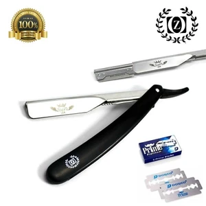 Cuchillo plegable de afeitar recto barba corte húmedo garganta (afeitado) barba y 10 hojas - Imagen 1 de 2