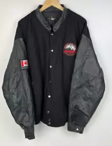 WOOL BASEBALL VARSITY JACKET Men`s Size 2XL Leather Sleeves Black - Picture 1 of 7