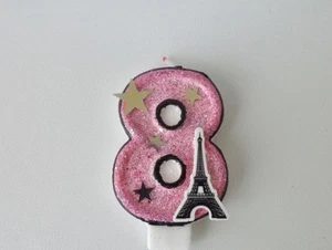 Paris Eiffel Tower Birthday Candle. cake topper, cupcake topper..CHOOSE NUMBER - Picture 1 of 3