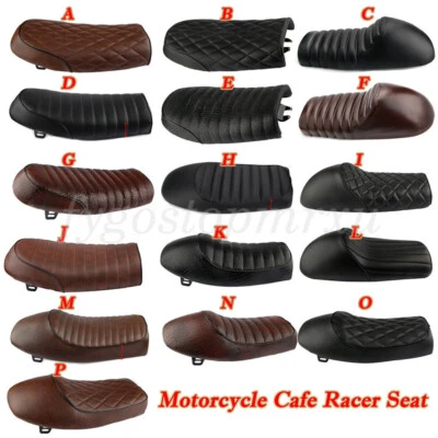 Motorcycle Seat Flat Saddle For Honda GB Suzuki Kawasaki Yamaha XJ Cafe Racer - Image 1 of 4