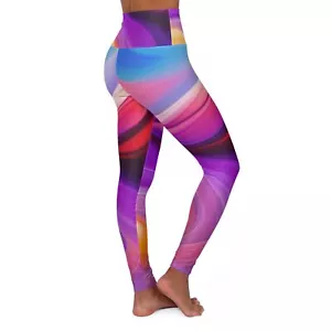Colorful High Waisted Yoga Leggings (AOP) - Purple/Pink - Picture 1 of 25