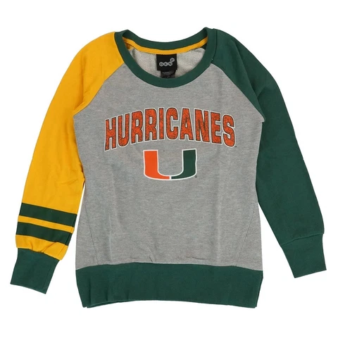Miami Hurricanes NCAA Outerstuff Girls Grey Amethyst Crewneck Sweatshirt Cover