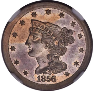 1856 1/2C Half Cent, Judd-177, Pollock-205, R.5, PR65 NGC. (CAC) - Picture 1 of 4