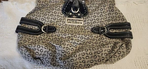 Vintage GUESS Tasche Handtasche Monogramm Medium Y2K BRONZE Farbe Hardware 17" Länge - Bild 1 von 11