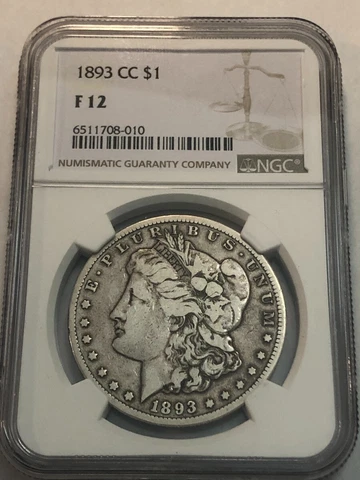1893-CC Carson City Morgan silver dollar. NGC F12. #010  STRAIGHT GRADED! Cover