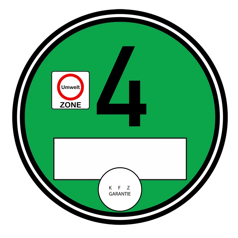 Umweltplakette Abgasplakette Grüne Feinstaub Diesel KfZ Auto Plakette Klasse 3,4 - Bild 1 von 1