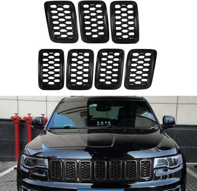 Front Grill Mesh Covers Inserts Kit For Jeep Grand Cherokee 2017-2022 (Black) - Image 1 of 4