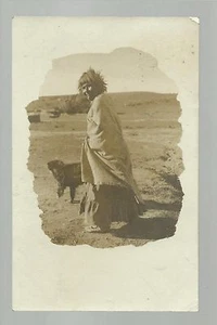 Santa Monica CALIFORNIA RPPC 1908 INDIAN WOMAN & DOG Desert Indians NICE! - Bild 1 von 3