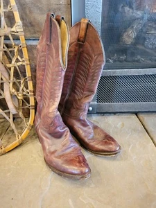 Vintage Abilene Size 8D Maroon Cowboy Western Boots  #26304 Mens  - Picture 1 of 6