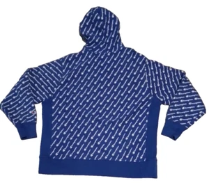VTG Champion Heavy Sweatshirt Reverse Weave All Over Print 2XL Blue White Hoodie - Picture 1 of 6