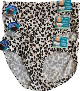 3 pares de bikini elástico sedoso Vanity Fair Beyond Comfort 18291 leopardo moderno - Imagen 1 de 4