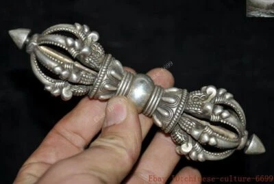 Budismo Tibetano Plata Tibetana Phurpa Mestle Vajra Dorje Tse Shipa para Meditación Foto 1 de 4