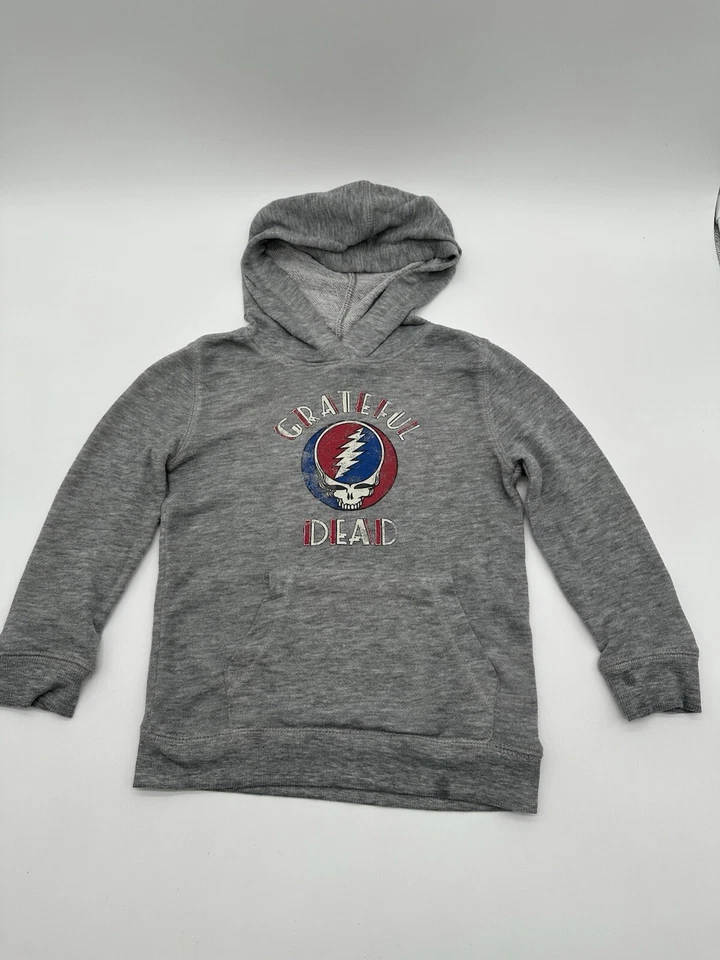 Sudadera comida chatarra niños pequeños talla 4 gris Grateful Dead hippy sudadera con capucha 1987 Foto 1 de 4