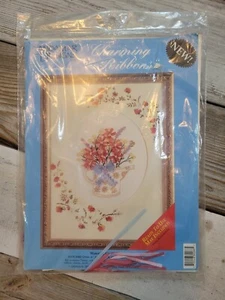 Candamar Designs Charming Ribbons Watering Can Stitch Kit 80266 Includes Mat - Picture 1 of 6