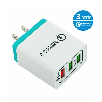 3 Port USB Home Wall Fast Charger QC 3.0 for Cell Phone iPhone Samsung Android - Image 1 of 4