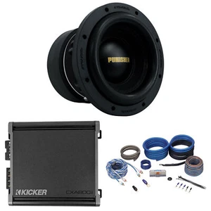 Rockville Punisher 8D2 8" 750w RMS Competition Car Subwoofer + Kicker Amplifier - Picture 1 of 12